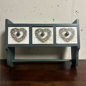 Vintage Teamson Wooden Paper Towel Holder w/ 3 Drawers | 1998 | Wall Mount